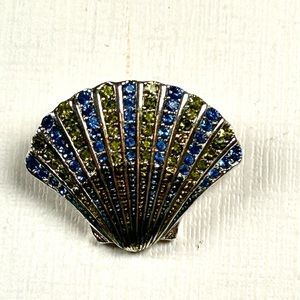 Monet Seashell Rhinestone Pin Brooch